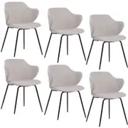 Set of 6 Dining Chairs Fabric with Metal Legs in Ivory Beige