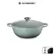 【Le Creuset】典藏琺瑯鑄鐵鍋媽咪鍋24cm(海洋之花-鋼頭-內鍋黑)