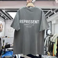 在飛比找ETMall東森購物網優惠-REPRESENT MAN美式潮牌字母印花T恤復古洗水做舊男