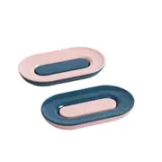 2Set Household Double Layer Soap Dish Set Travel Portable Floor Ttype Soap Holder Bathroom Non Slip Two-color Sponge Soap Tray