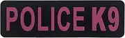 uuKen PVC Police K9 Patch Black Pink 10x3 inches for Vests Clothing Backpacks Harness Service Dog Collar (Black and Pink,XL 10"x3")