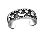 Sterling Silver Moon Star Toe Ring