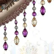 Fringe Trim，Curtain Tassels， 2 Yards Crystal Beaded Tassel Fringe Curtain Hanging Beads Trimmings Sewing Craft Lampshades Decorative(Purple)