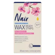 Nair Sensitive Wax Ready Strips 20 Pack Face & Bikini Minimise Hair Growth