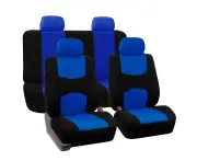 9 Pack Universal Flat Cloth Fabric Car Seat Cover, ,Blue and Black