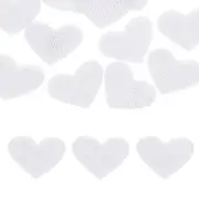 12Pcs Iron on Heart Patches Sew on Heart Embroidered Patches, 25mm White