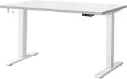 OIKITURE Electric Height Adjustable Standing Desk - 120x60CM Tabletop, Sit Stand Up Desk with Adjustable Height 70-116CM, USB & Type-C Ports, Headphone Hook, for Home Office Computer Desk, WH+WH