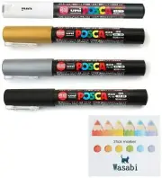 uni Posca Paint Marker Extra Fine (0.7mm) SPECIAL SET!! - WHITE/GOLD/SILVER/BLAC