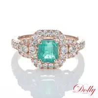 在飛比找ETMall東森購物網優惠-Dolly 18K金 天然哥倫比亞祖母綠1克拉玫瑰金鑽石戒指