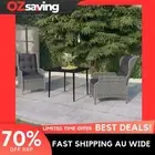 Garden Dining Set Light Grey Adjustable Cushions Steel Table 3 Piece 9661