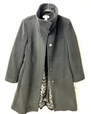 Preston & York Women's Trench Coat Angora Wool Blend Size 10 Black Elegant NWT