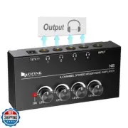 Fifine Headphone Amplifier 4 Channels Metal Stereo Audio Amplifier,Mini Earph