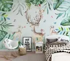 3D Elk Leaves Wallpaper Wall Mural Removable Self-adhesive 1095