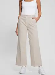 GUESS Women's Beige Darma Wide Leg Pant Size: 32, Spandex