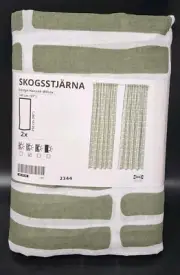 IKEA SKOGSSTJARNA Curtains 1 pair, grey-green/white, 57x98 Inch - NEW