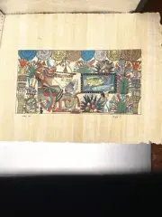 Authentic Handmade Pharaoh Drawing on Papyrus by Artist Adel Ghabour Certificate