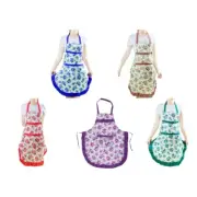 Peachskin Floral Women Kitchen Oilproof Apron with Pocket Adjustable Waist Apron
