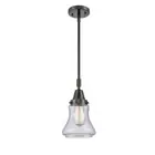 Innovations Bellmont 1 Light 6.5" Mini Pendant, Black/Seeded - 447-1S-BK-G194