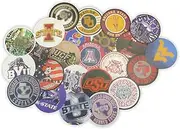 Big College Football Teams 2.5” Cardstock Freshie Rounds 24 pk Manly Sports for Men Alcohol Bottle Cut Outs for Molds Bag Inserts