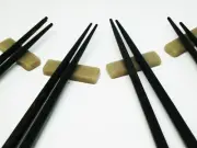 Glass Chopstick Holder, Set of 4-Off Green
