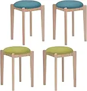 Tamaliving50004005-07-4set Stacking Stool [Frame: Natural/Chair Seat: 2 Blue and 2 Green] [Set of 4] Ocean Series Shell