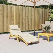 Sun Lounger Cushion Cream 186x58x4cm, Durable and Water-Resistant Oxford Fabric with Foam Fibre Filling, Non-Slip Design