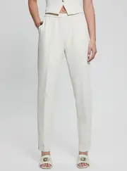 GUESS Women's Eco White Roberta Structured Jogger Pant Size: XS, Elastane