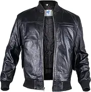 [SF FASHIONS] Men Bomber Leather Jacket | Genuine Lambskin Leather Varsity Jacket for Mens