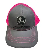 JOHN DEERE - TODDLER Size Girls Adjustable Pink/Gray SNAPBACK Baseball Cap Hat