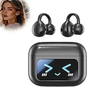 M100 Clip On Ear Headphones, Co2 Clip Earbuds, Open Ear Earbuds Wireless Bluetooth, Slim Hook, Touch Screen Integrated Operation of 13 Functions (Black)