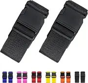 [Jcpmcxs] 2 Pack Suitcase Straps, Bright Color Adjustable Luggage Belts, TSA Approved (Black)