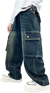 [Generic] Cargo Jeans for Boys Pants Denim Elastic Waist Summer Leisure Style Loose Cute Fashion Streetwear Toddler Trousers