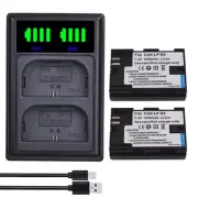 2X Battery + LCD Dual Charger for Canon LP-E6 LPE6 Canon EOS 7D SV Canon Grip