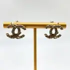CHANEL Pierced Earrings Coco Mark Gold Flower Motif A19 2019 Vintage 8609