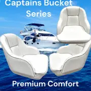 BOAT SEAT CAPTAINS BUCKET SERIES HELM CHAIR WHITE GREY PIPE 1 PAIR MARINE SEATS