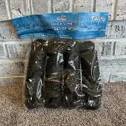 Set of 4, 3/8" x 15' Double Braid Nylon Black Dock Line, 12 Inch Spliced End