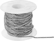 PERSELOSO 10 Yard Roll Silver Stainless Steel Necklace Jewelry Making Chain 2mm Diameter Bead Bulk Beaded Chains for Diy Craft