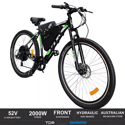 TDR 29 INCH 52V 2000W ELECTRIC MOUNTAIN BIKE EBIKE E-BIKE TRIANGLE 20AH BATTERY