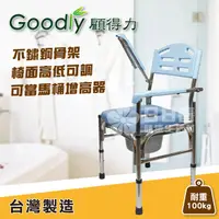 在飛比找PChome24h購物優惠-Goodly顧得力 不鏽鋼掀手馬桶椅W-E35 不銹鋼便器椅