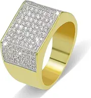 [TUSRORSU] Bling Punky Rapper Fashion Luxury Rings for Men Shiny Big Iced out Hip Hop Cubic Zirconia Men Rings