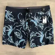 Rip Curl Spacey 18” Floral Surf Boardshorts Mens Size 38 Swim Trunks Navy