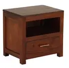 Timber Bedside Table with drawer & shelf, Mahogany Timber Bedside, Minimalist.