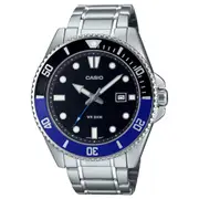 Casio Silver Blue/Black Men's Stainless Steel 200m Divers Watch MDV-107D-1A2