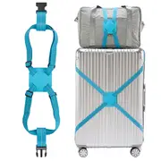 Adjustable Travel Luggage Strap Bag Bungees Elastic Suitcase Belt with Buckles for Add a Bag -Blue