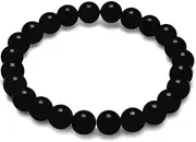 [JewelryWeb] 8mm Black Simulated Onyx Bead Stretch Bracelet-Stretch-Bracelet for Women