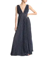 Michael Kors Collection Polka Dot Georgette Pleated Gown