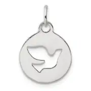 Sterling Silver Circle with Dove Charm 0.6 x 0.8 in