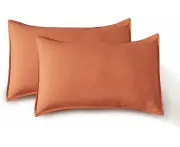 Vintage Washed Microfibre Standard Pillowcases - Set of 2 Luxurious Standard Pillow Covers - Terracotta
