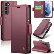 CaseMe Samsung Galaxy S21 4G 5G Folio Wallet Case Cover Side Closure G991 [Wine]
