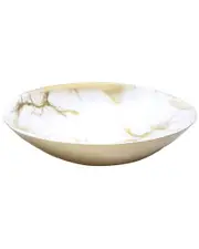 Alice Pazkus Set of Four 8.5in White And Gold Marbleized Oval Bowls